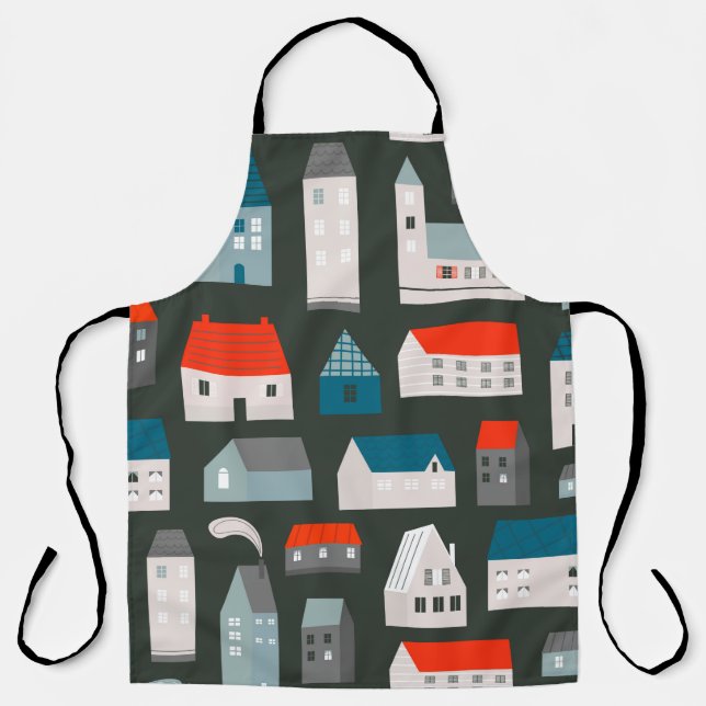 Various small tiny houses. Paper cut style. Flat d Apron (Front)