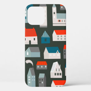 Various small tiny houses. Paper cut style. Flat d iPhone 12 Case
