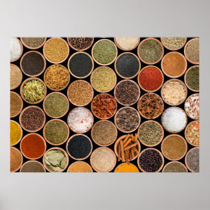 Various spices and food ingredients poster