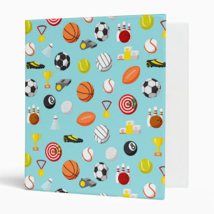 Various sports elements pattern colorful binder