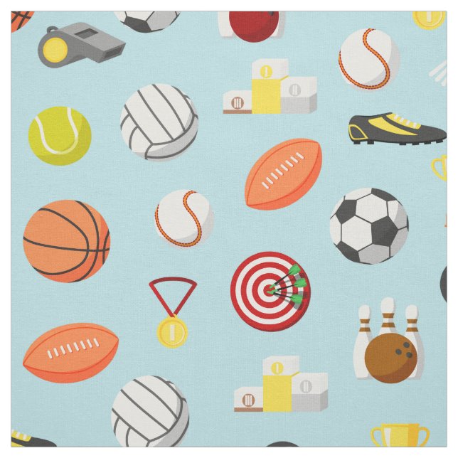 Various sports elements pattern colourful fabric (Swatch)