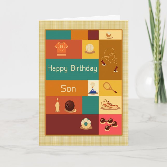 Various Sports, Happy Birthday, Son Card (Front)