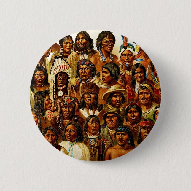 Various Tribes of Native American Indians Collage 2 Inch Round Button (Front)