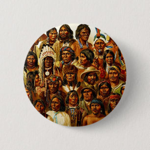 Various Tribes of Native American Indians Collage 2 Inch Round Button