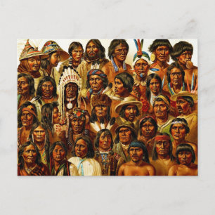 Various Tribes of Native American Indians Collage Postcard
