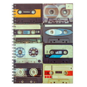 Various vintage audio cassettes notebook