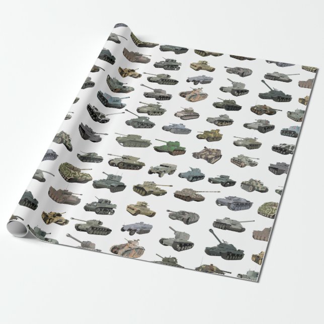Various WW2 Tanks Wrapping Paper (Unrolled)