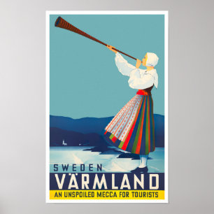 Varmland Sweden vintage travel Poster