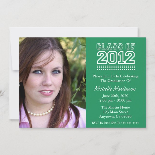 Varsity Class Of 2012 Graduation (Green) Invitation (Front)