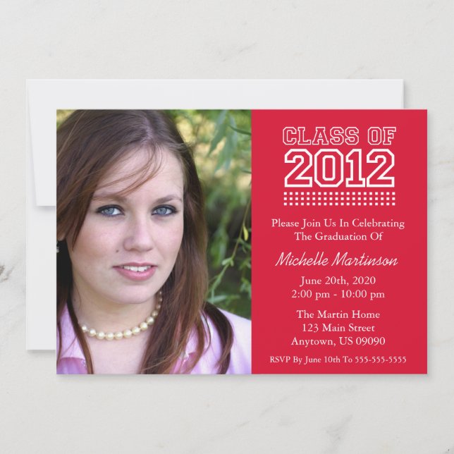 Varsity Class Of 2012 Graduation (Red) Invitation (Front)