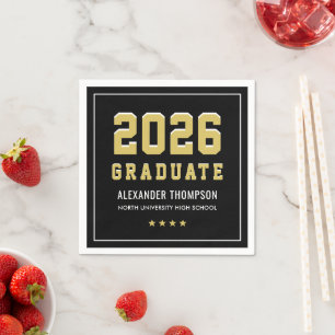 Varsity Gold Black 2026 Graduate Party Napkin