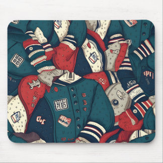 Varsity jacket pattern mouse pad