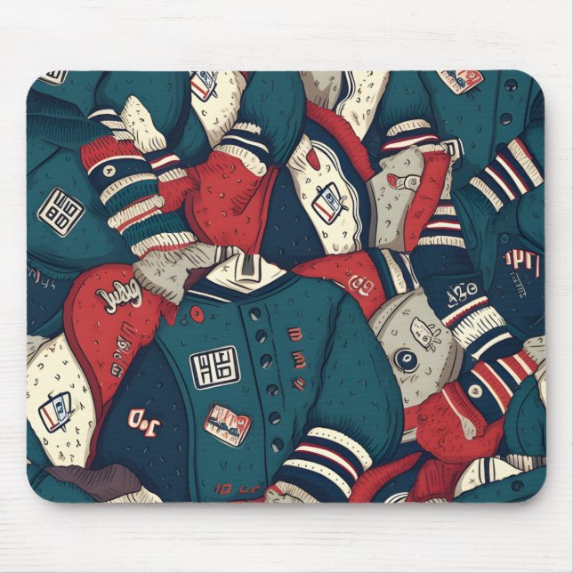 Varsity jacket pattern mouse pad (Front)