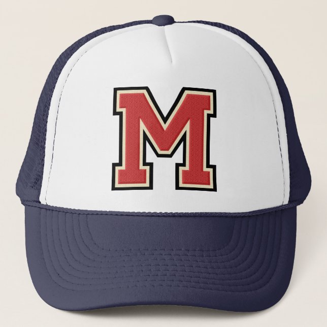 Varsity Letter M Initial Trucker Hat (Front)