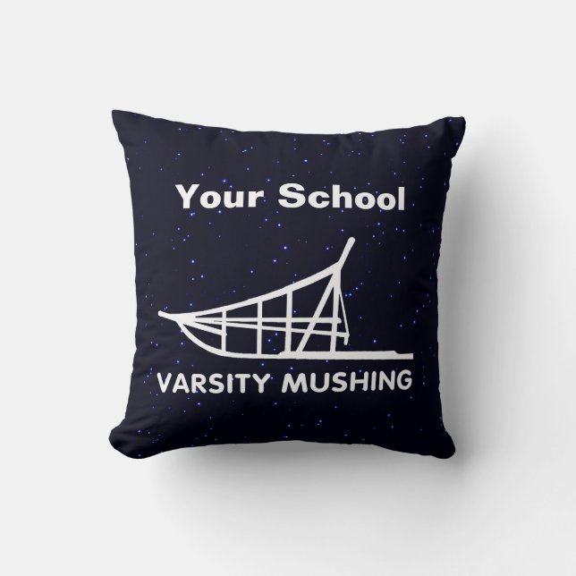 Varsity Mushing Throw Pillow (Front)