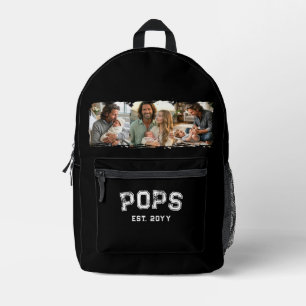 Varsity Pops 3 Photo Grandpa Nickname Est Year Printed Backpack