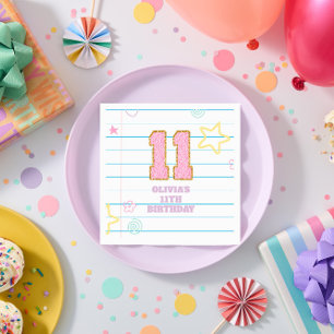 Varsity preppy pastel patch notebook 11th Birthday Napkin