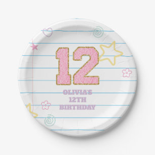 Varsity preppy pastel patch notebook 12th Birthday Paper Plate