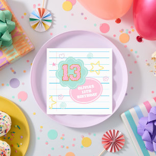 Varsity preppy pastel patch notebook 13th Birthday Napkin