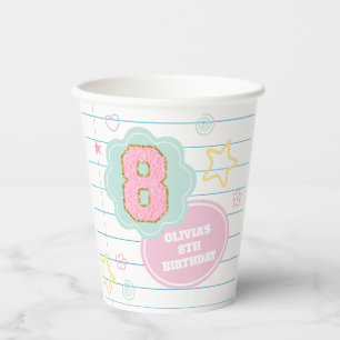 Varsity preppy pastel patch notebook 8th Birthday Paper Cups