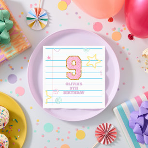 Varsity preppy pastel patch notebook 9th Birthday Napkin