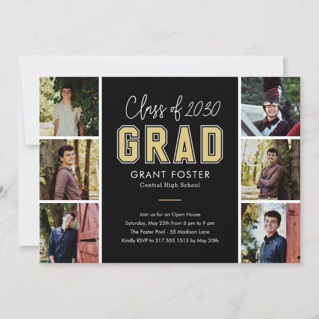 Varsity Pride Editable Color Graduation Invitation (Front)