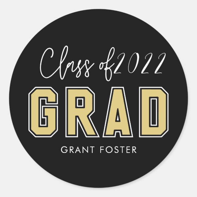 Varsity Pride Editable Colour Graduation Classic Round Sticker (Front)