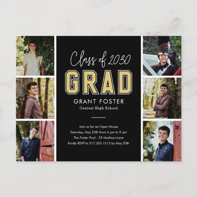 Varsity Pride Editable Colour Graduation Postcard (Front)
