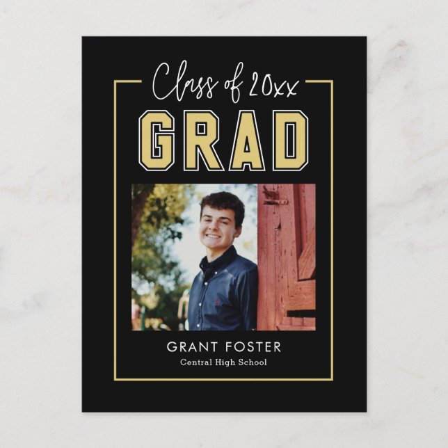 Varsity Pride Editable Colour Graduation Postcard (Front)