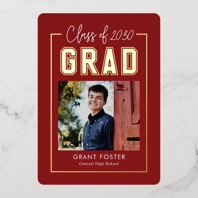 Varsity Pride Foil Graduation EDITABLE COLOR Foil  (Front)