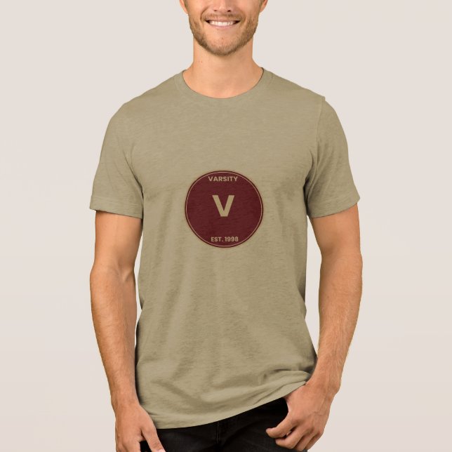 Varsity Retro College Patch T-Shirt Tri-Blend Shirt (Front)