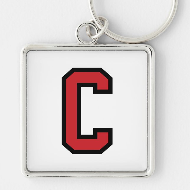 Varsity Sport | Letter C | Red Black Keychain (Front)