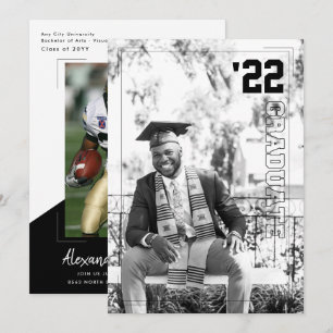 Varsity Sport Theme 2 Photo Graduation Party Invitation
