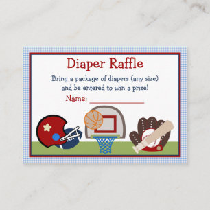 Varsity Sports Baby Shower Diaper Raffle Tickets Enclosure Card