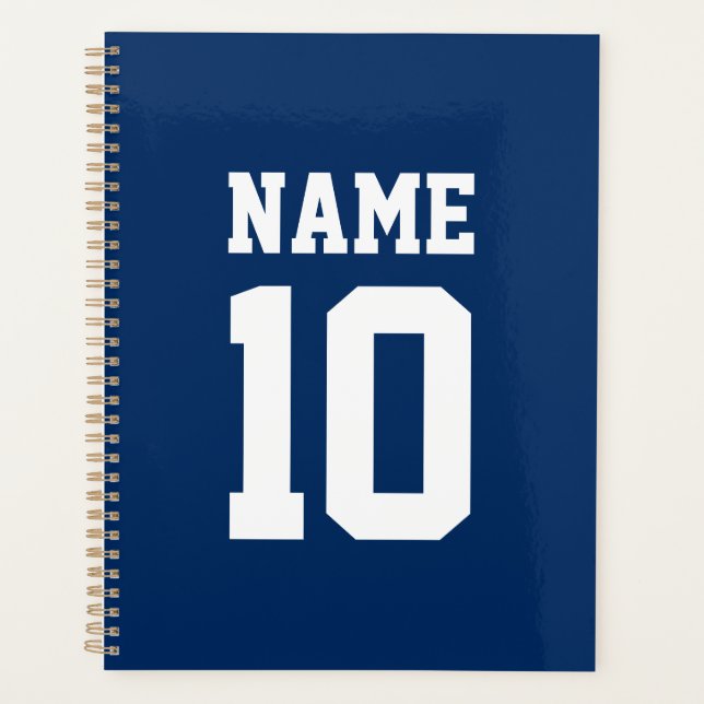 Varsity sports bleu nom et numéro personnalisés (Devant)