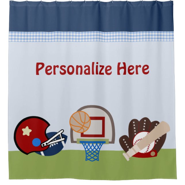 Varsity Sports Boy Kids Shower Curtain (Front)