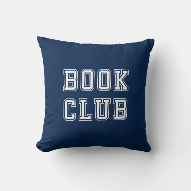 Varsity Style Book Club with Editable Colour Throw Pillow (Front)