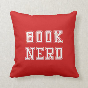 Varsity Style Book Nerd with Editable Color Throw Pillow