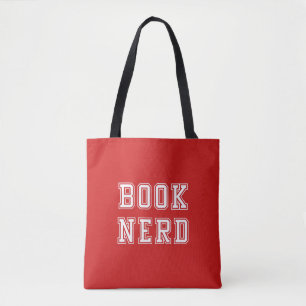 Varsity Style Book Nerd with Editable Colour Tote Bag