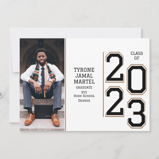 Varsity Team Player Sport Photo Graduation Party Invitation (Front)