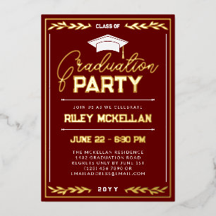Varsity Typography Red Gold Graduation Party