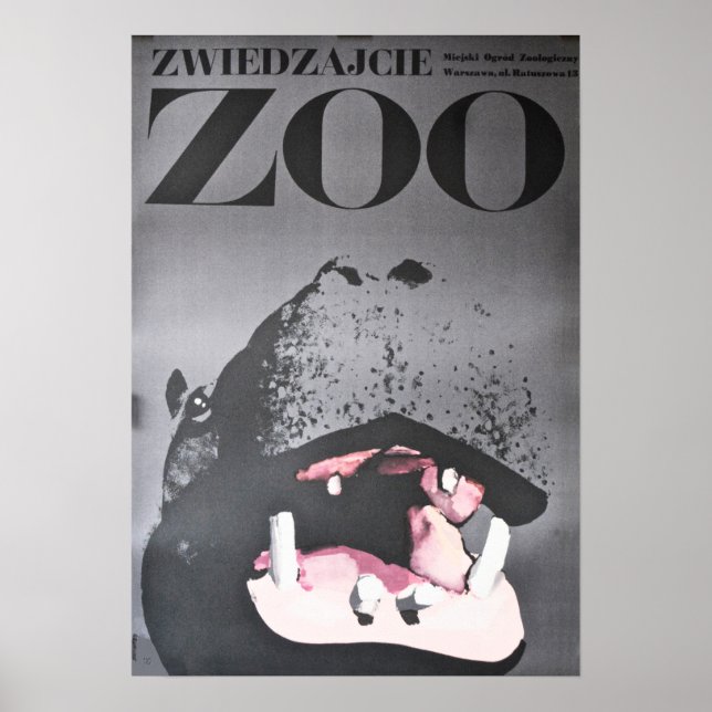 Varsovie Pologne Visiter Le Zoo Hippo 1967 Poster (Devant)