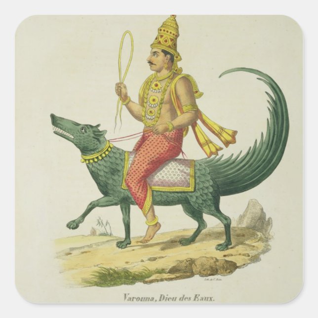 Varuna, God of the Oceans, engraved by Charles Eti Square Sticker (Front)