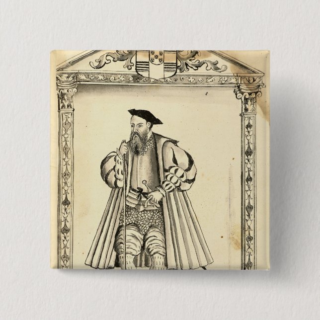 Vasco da Gama  from 'Lendas da India' 2 Inch Square Button (Front)