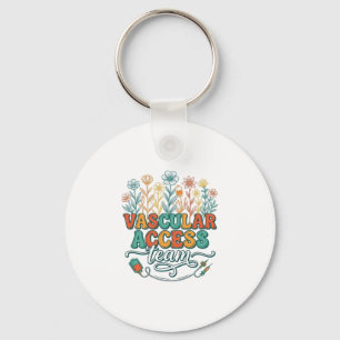 Vascular Access Team Floral Medical Shirt Design_1 Keychain