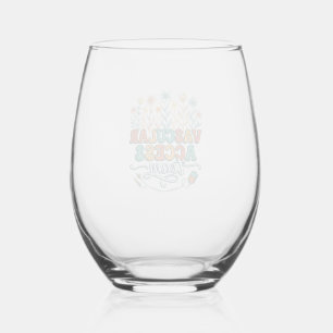 Vascular Access Team Floral Medical Shirt Design_1 Stemless Wine Glass