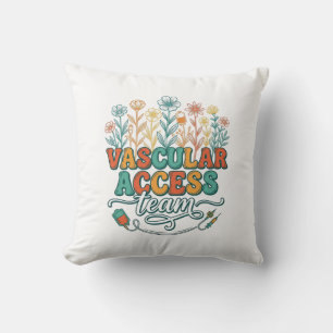 Vascular Access Team Floral Medical Shirt Design_1 Throw Pillow