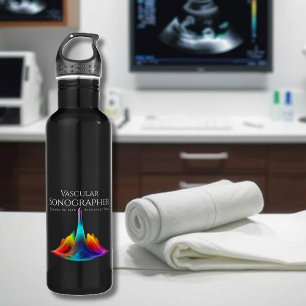 Vascular Sonographer-Colourful Ultrasound Waves 710 Ml Water Bottle