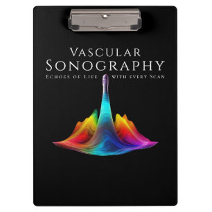 Vascular Sonographer-Colourful Ultrasound Waves Clipboard