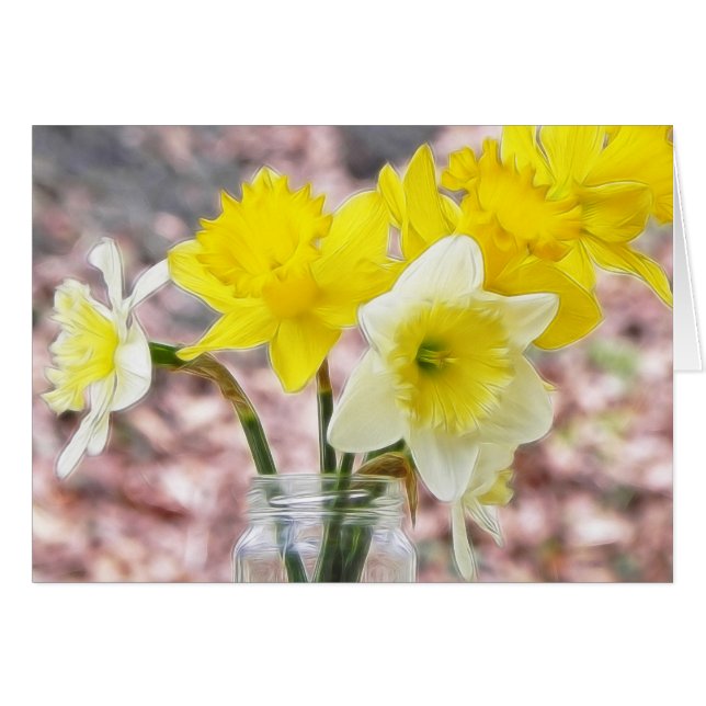 Vase à pot de confiture complètement de jonquilles (Devant horizontal)